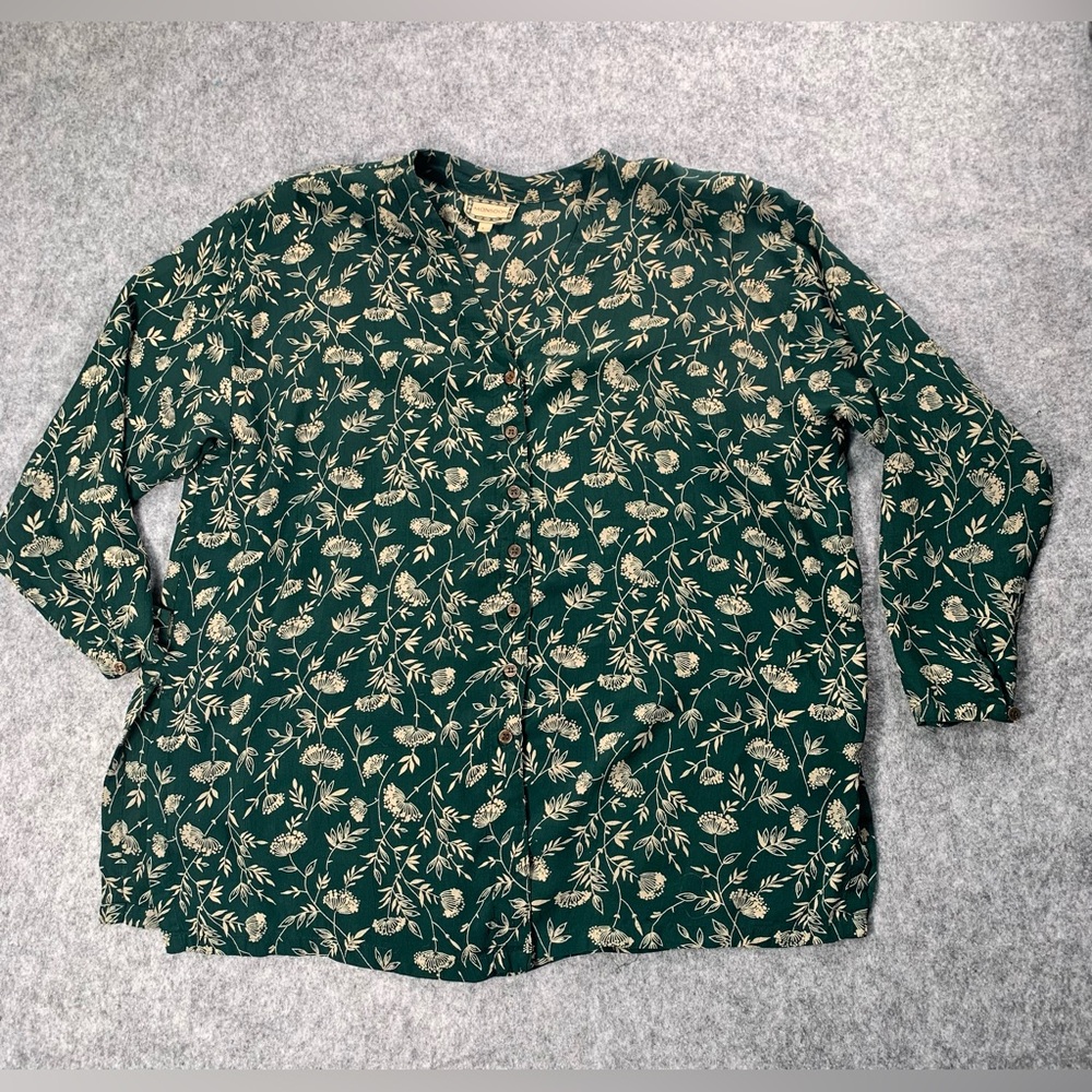 Vintage Monsoon Green Floral Blouse